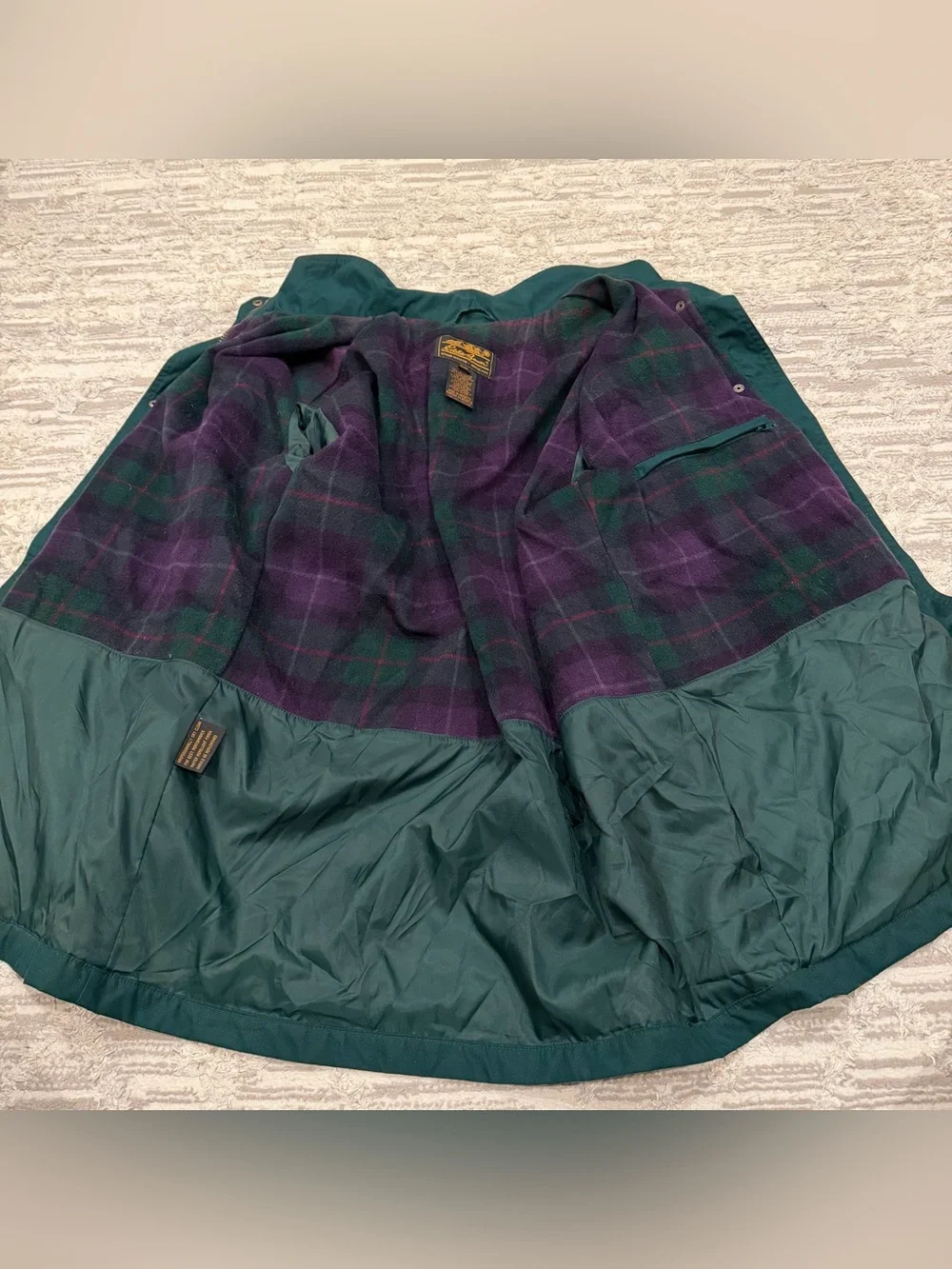 Vintage Eddie Bauer Wool Plaid Lined Chore Coat Men’s Medium Jacket Zip Button